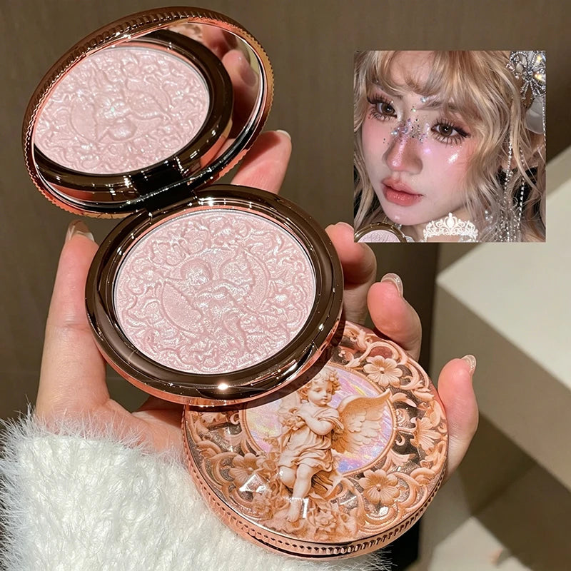 Little Angel Relief Shimmer Diamond Highlighter Palette Lasting Fine Pearly Glitter Powder Natural Brighten Contour Makeup Zpaxo