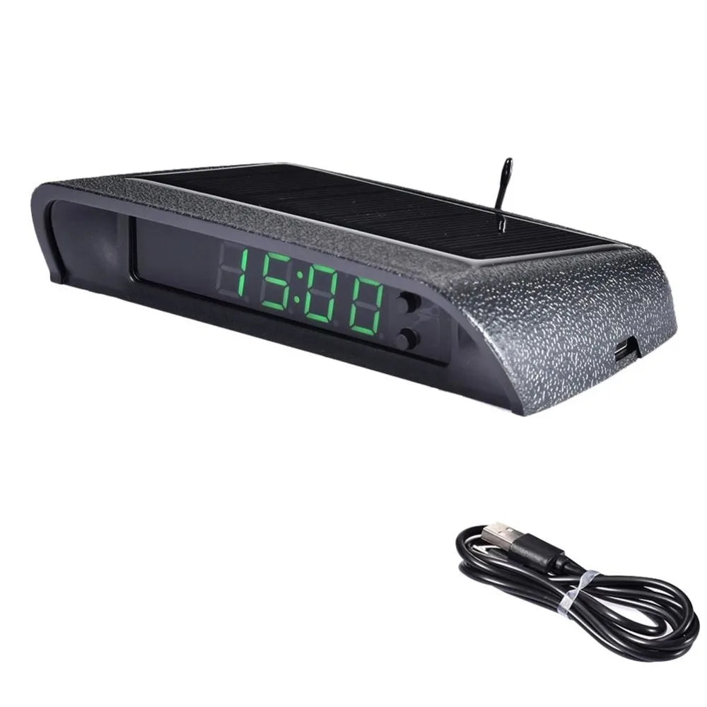 Solar Powered Car Digital Watch Luminous Precision Electronic 24 Zpaxo Green Light