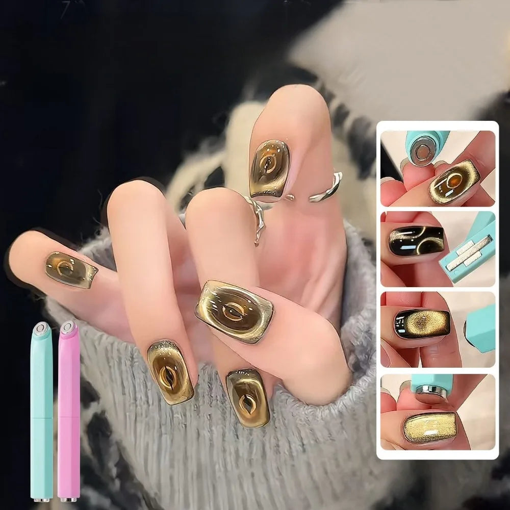 Ring Shaped Cat Magnetic Stick for 3D Circular Diagonal Effect Nails High Magnet Cat Gel Polish 3-in-1 Nail Art Manicure Tools Zpaxo