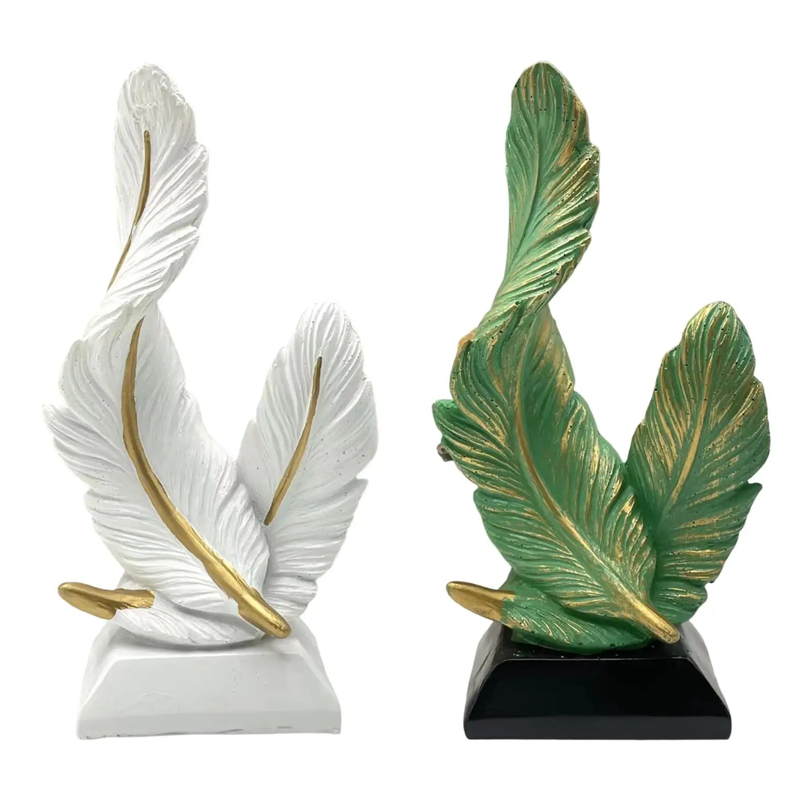 Feather Statue Centerpiece Fashion Craft Accent Figurine Resin Sculpture for TV Stand Birthday Entryway Displaying Housewarming Zpaxo