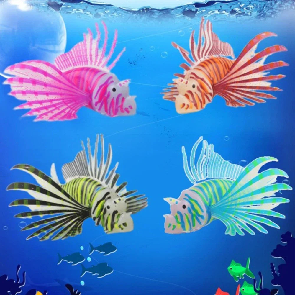 Aquarium Artificial Luminous Lionfish Fish Silicone Fake Floating