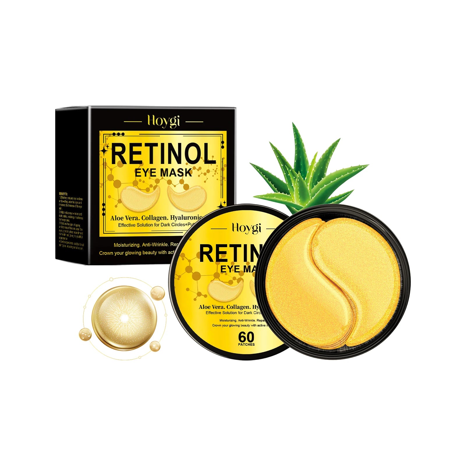 Hoygi Retinol Under Eye Patches – Dark Circles & Firming Under Eye Patches Zpaxo 60pcs Boxed