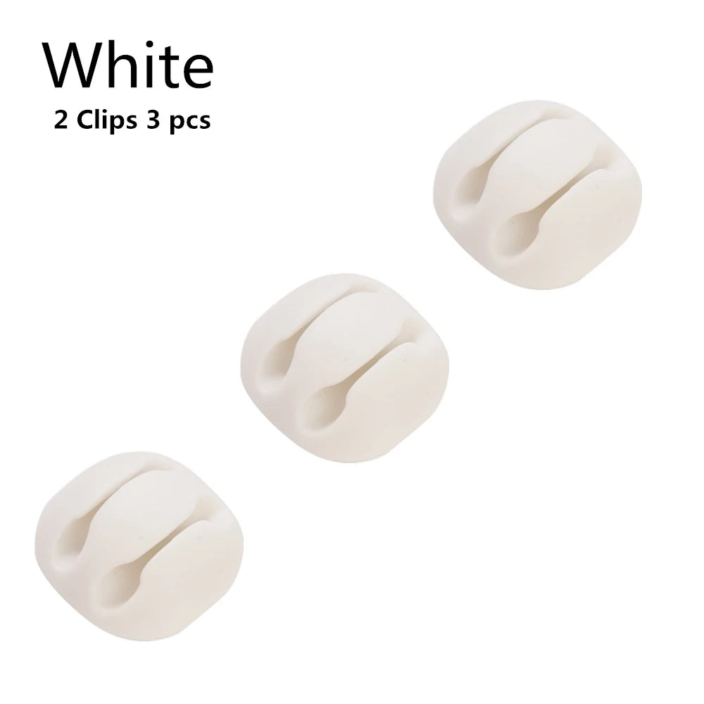 Silicone USB Cable Clip Winder Organizer Round Charger Cord Desk Tidy Zpaxo 2 clips - 3pcs
