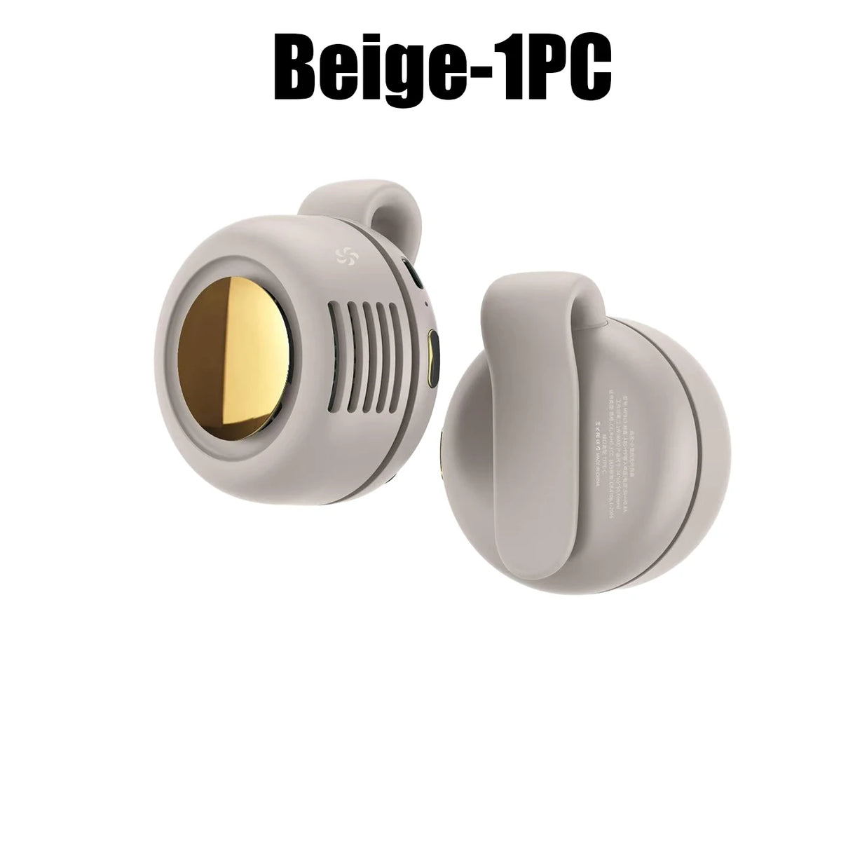Portable Fan Clip-on Design USB Rechargeable Bladeless Handheld Waist Zpaxo Beige 1PC