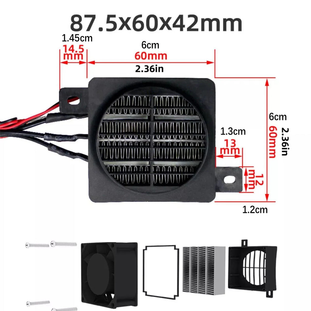 12V 100W PTC Heater Ceramic Constant Temperature Fan Electric