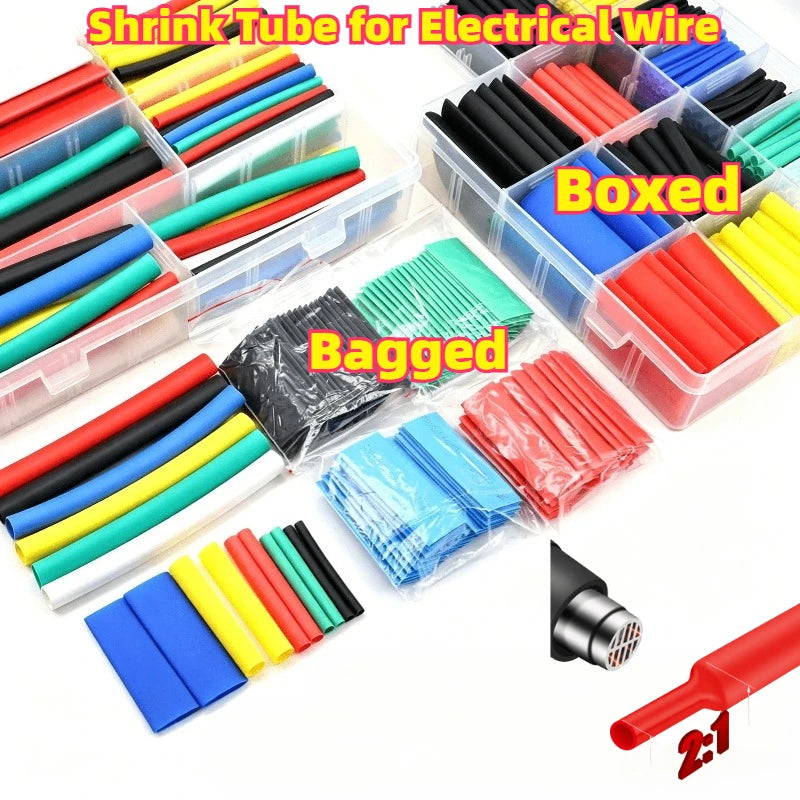 800pcs with Box Shrink Tube for Electrical Wire High Pressure Tube Kit Thermoresistant Tubing Electrical Connection Cable Zpaxo