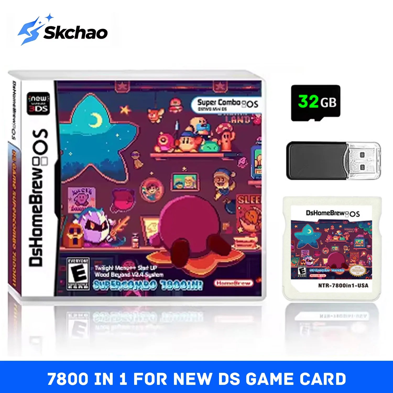 7800 in 1 New DS Vedio Game Card with 32GB TF Card for DS 3DS NDSL NDSi 2DS Console Flash Card Adapter Memory Burning Game Card Zpaxo
