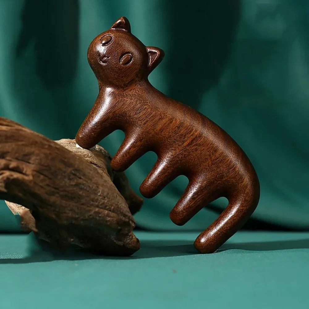 Sandalwood Body Meridian Massage Comb Wide Tooth Animal Shaped Wood Zpaxo 2