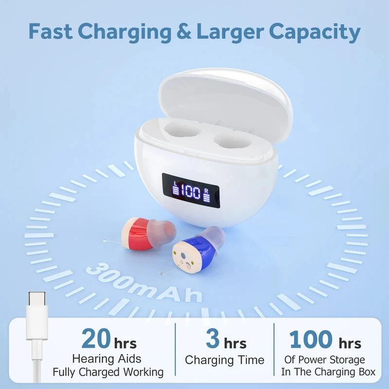 Portable Rechargeable Hearing Headphones Adults Magnetic Charging