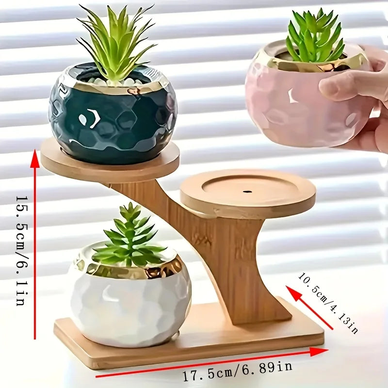 2-Tier Bamboo Stand Shelf Home Office Compact Design Perfect Desktop