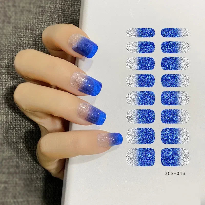 53 Colors Nail Polish Stickers Pure Strips Waterproof Adhesive Full