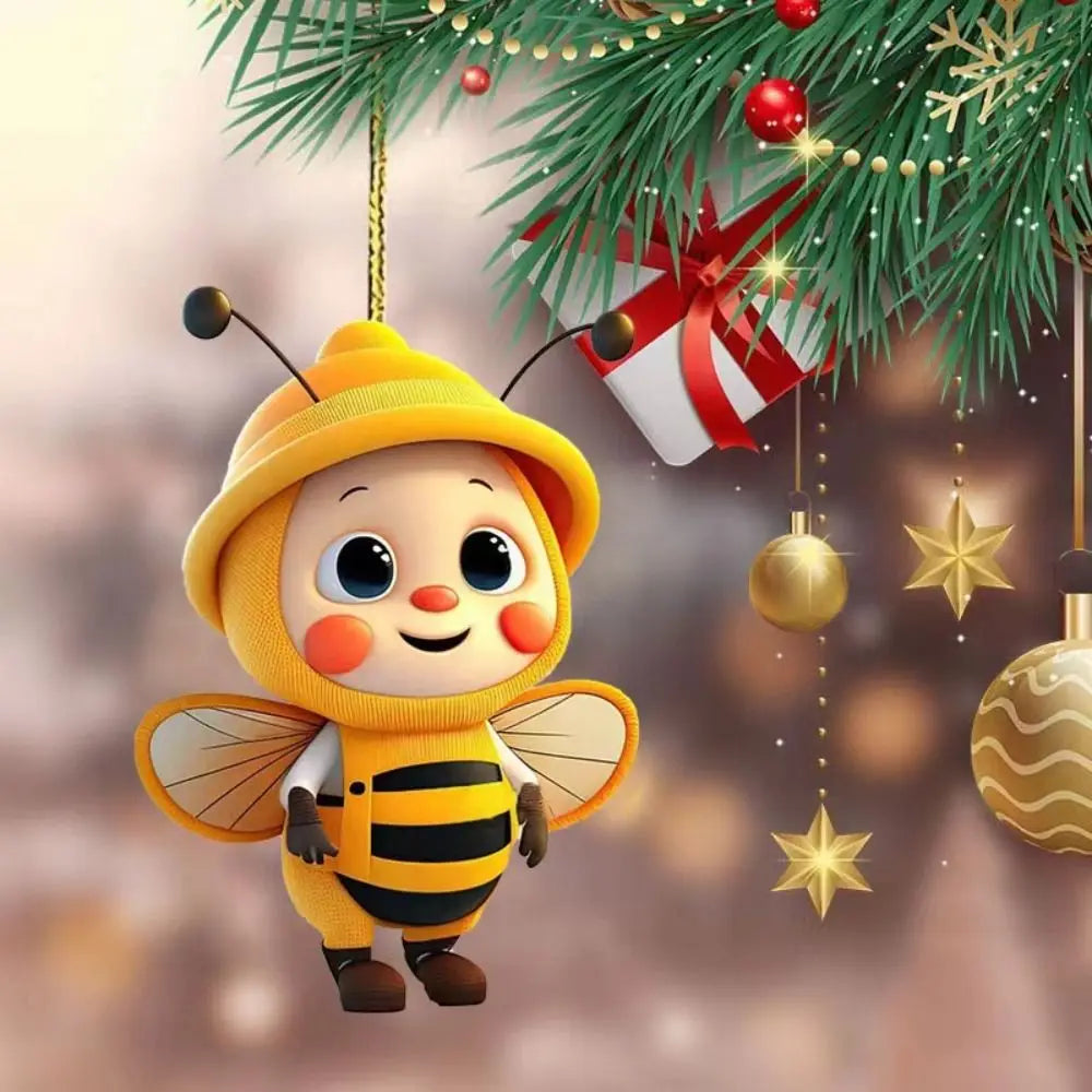 2D Cute Bee Car Hanging Decoration Ornament Acrylic&plexiglass Mini Zpaxo style 1