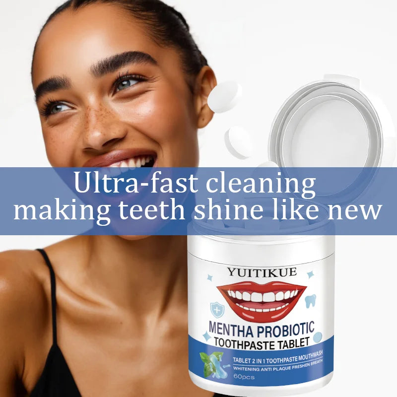Probiotic Toothpaste Tablets 2-in-1 Fresh Breath & Whitening 60ct Toothpaste Tablets Zpaxo