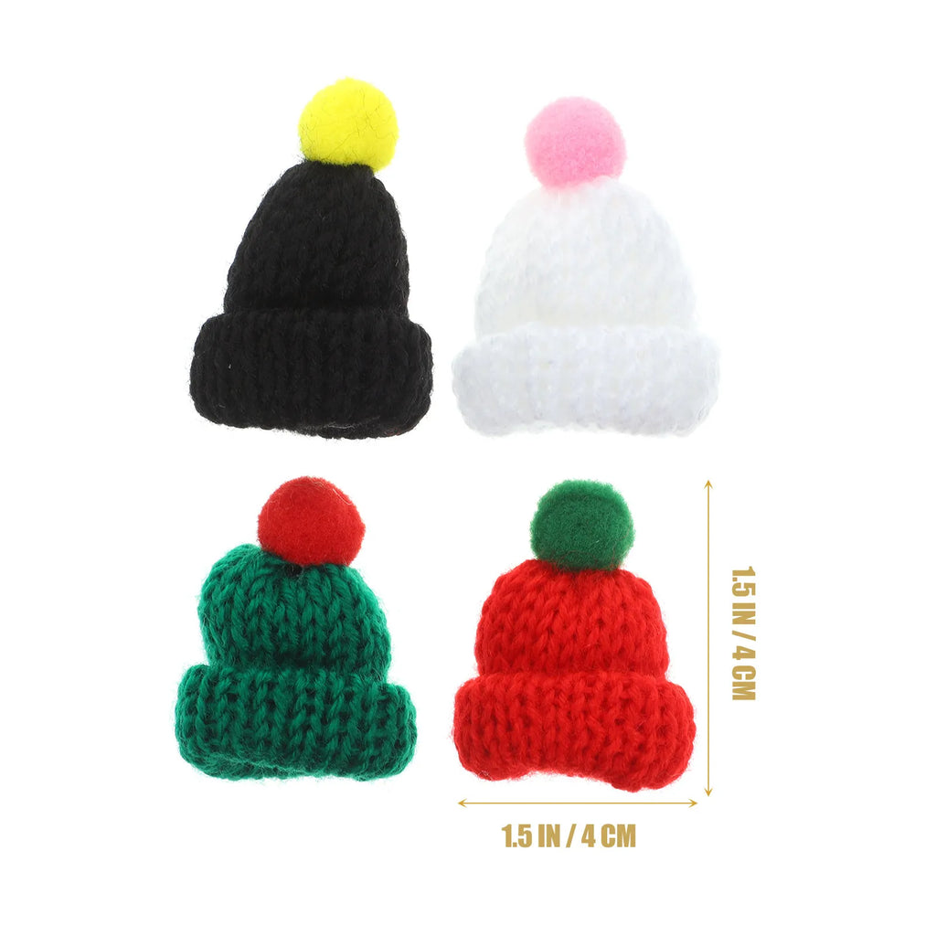 Mini Woollen Santa Hat Knitted Christmas Decoration Clothes Hats Bags