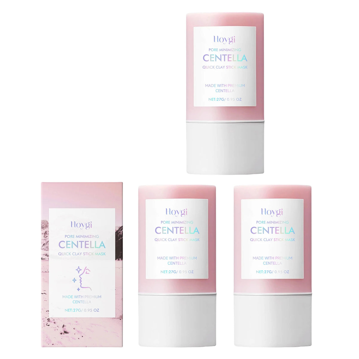 Hoygi Centella Asiatica Clay Mask Stick Soothing Calming Detoxifying Hydrating Anti-irritation Easy Application All Skin Types Zpaxo 3PCS