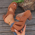2026 Women Lightweight Hollow Sandals Summer High Heels Dress Shoes Chunky Open Toe Slippers Female Casual Slingback Shoes Women Zpaxo Brown 40