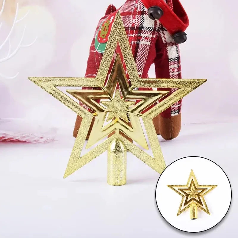 Plastic Christmas Tree Star Five-star Ornament Golden Pendant