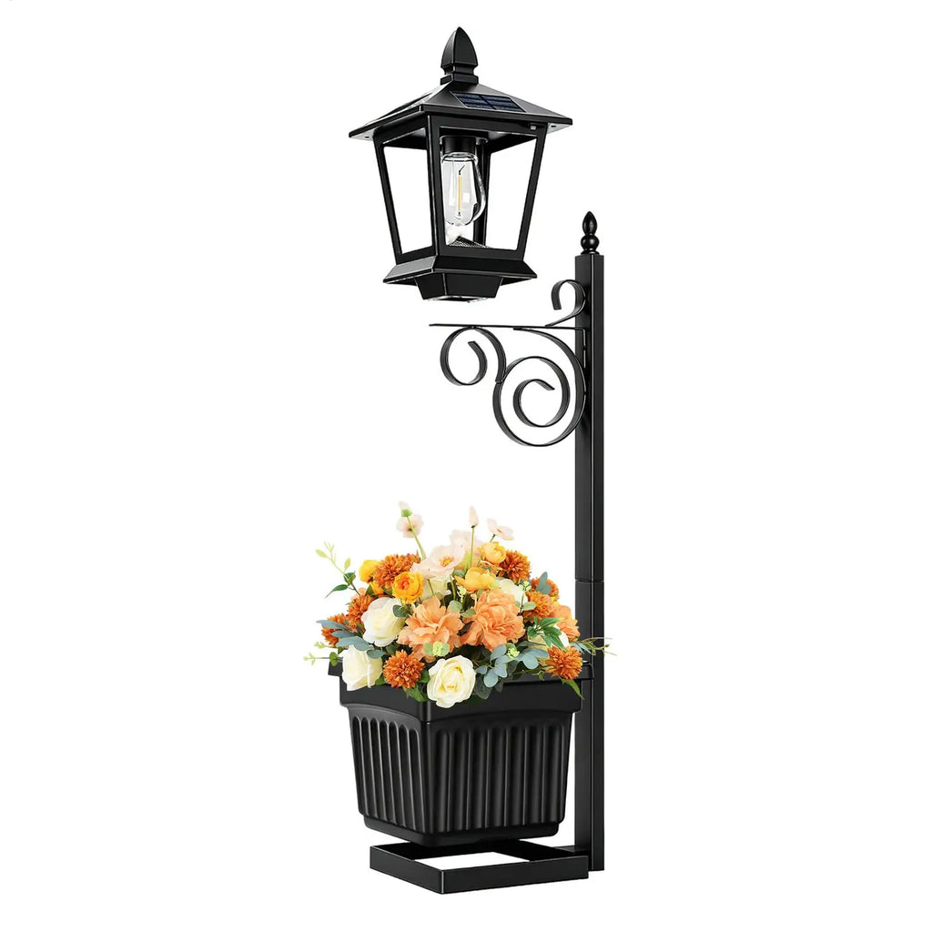 Outdoor Solar Planter Light Auto On/off Sensor Wall-Mounted Solar Garden Light for Outside Front Door Yard (No Flowers Included) Zpaxo Default Title