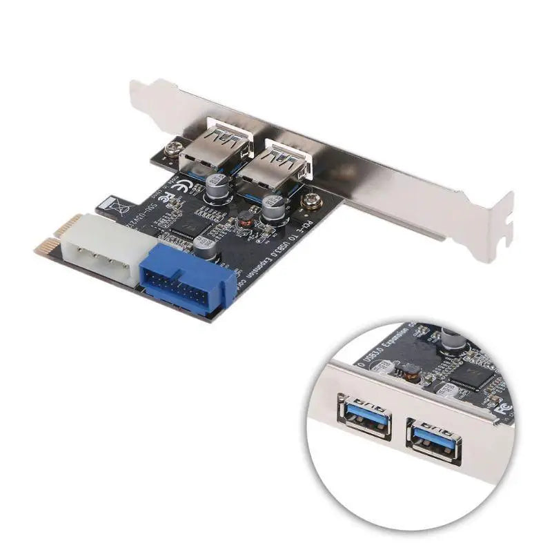 652F PCI for Express to Dual 19Pin USB3.0 Card PCI-e to Internal 20Pin Male Ports Ada Zpaxo