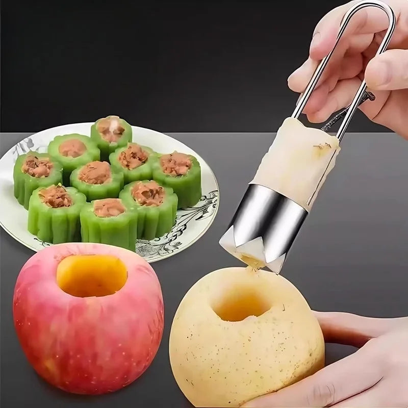 New Stainless Steel Multifunction Pump Apple Bitter Melon Sydney Denuclearizer Kitchen Fruit Household Denuclearizer Long Handle Zpaxo