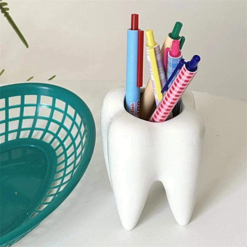 Funny Tooth-shaped Pencil Holder Desktop Pen Cup Succulent Plant Pot