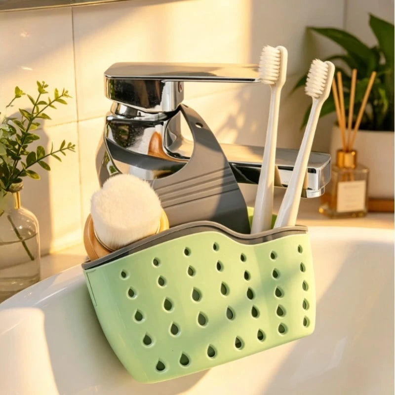 Adjustable Press Button Sink Draining Hanging Basket Kitchen Storage