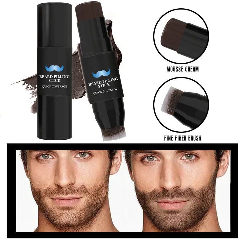 Beard Pencil Filler Stick And Brush for Men,Beard Pen,hair root touch up stick Long Lasting Coverage Moustache & Hair Makeup Zpaxo