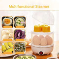 Double Layers Electric Egg Boiler Multifunctional Breakfast Cooking Machine Mini Egg Steamer Poacher Kitchen Accessory Zpaxo WHITE EU