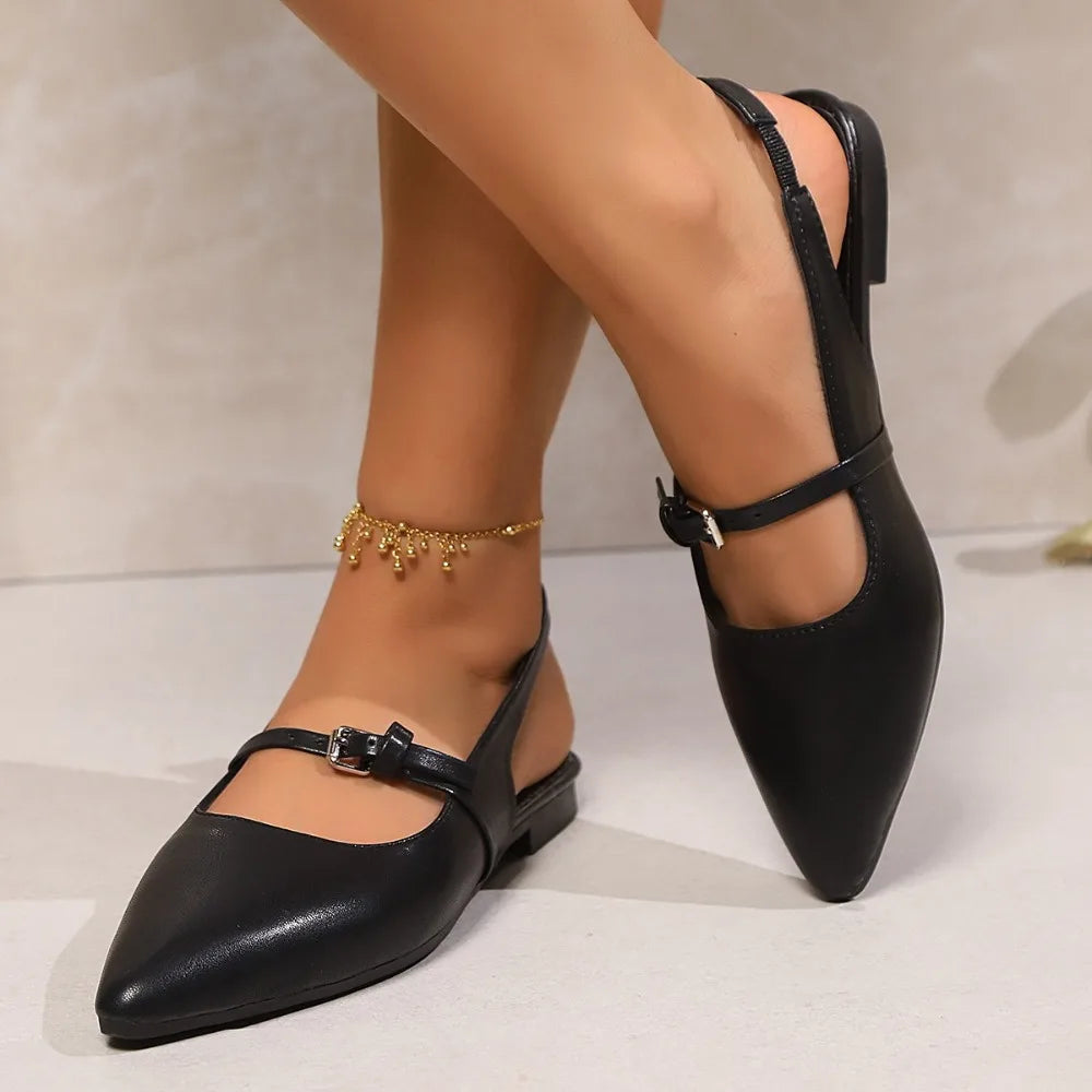 2025 Bling Women Sandal Fashion Pointed Toe Shallow Slip Ladies