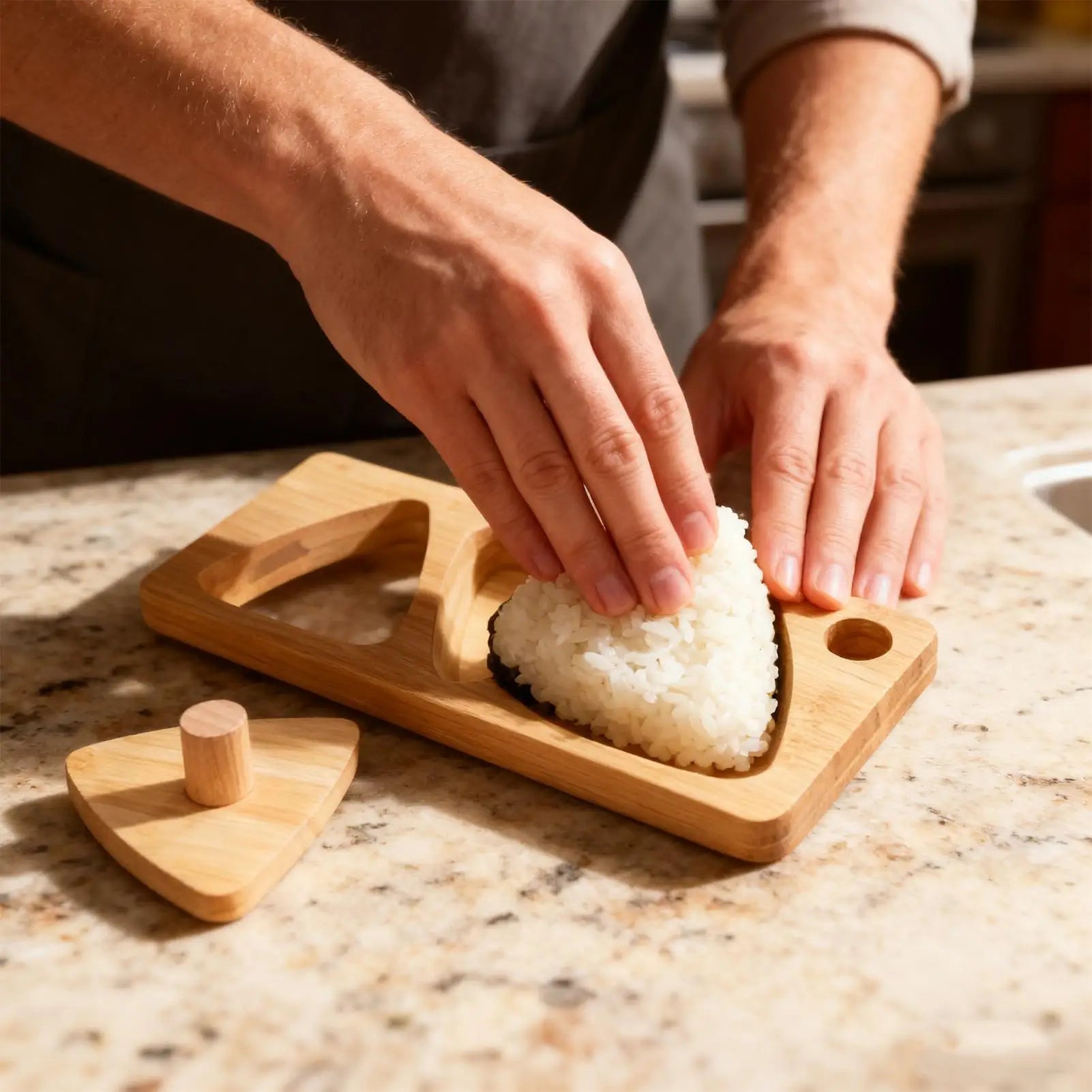 Riceball Mold Classic Wooden Non Stick Sushi Press Triangular Rice Ball Sushi Mold for Home Picnic Lunch DIY Meal Prep Zpaxo