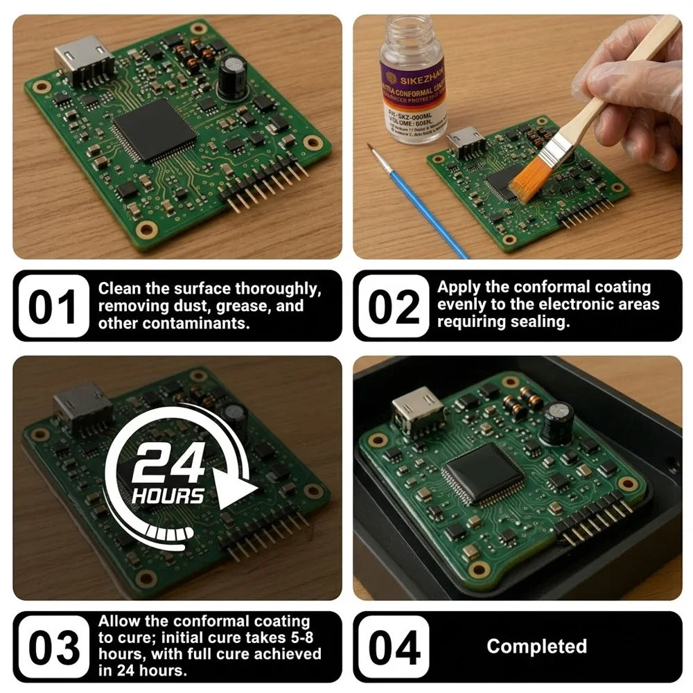 Ultra Conformal Coating 60ml, Professional Electronic Insulation Kit, Water Resistant Shield for PCB with Brush & Gloves Zpaxo