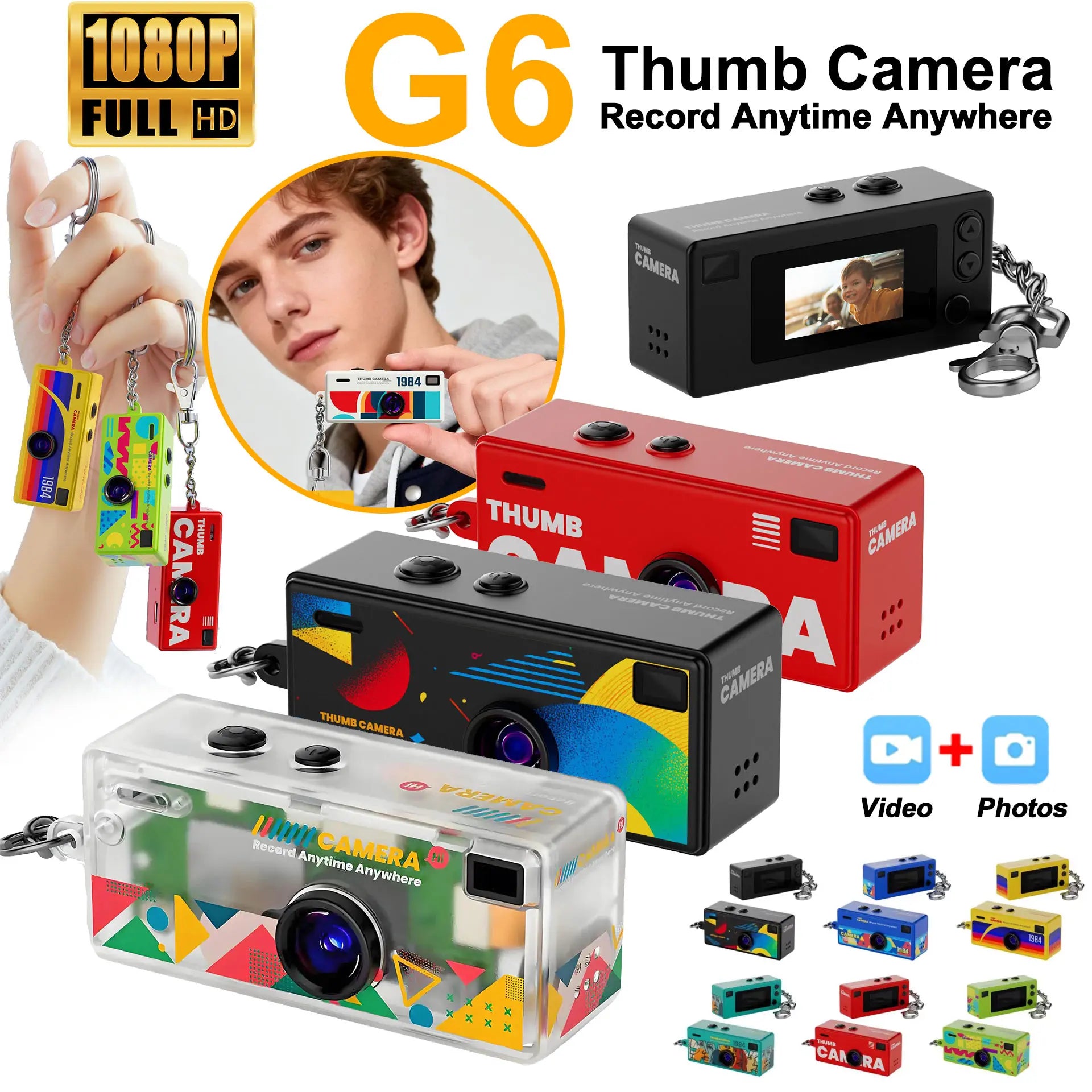 2026 G6 Thumb Camera 0.96inch Keychain Camera Student Party Outdoor Sports Camera Video Shooting Children Camera Video Recorder Zpaxo
