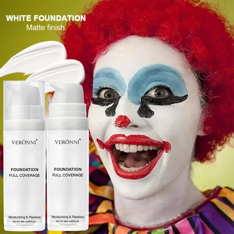 White Liquid Foundation Blending Pure-15ml Silky Creamy Matte Long-Wearing Transfer-Resistant for Stage Cosplay Halloween Makeup Zpaxo 2pcs