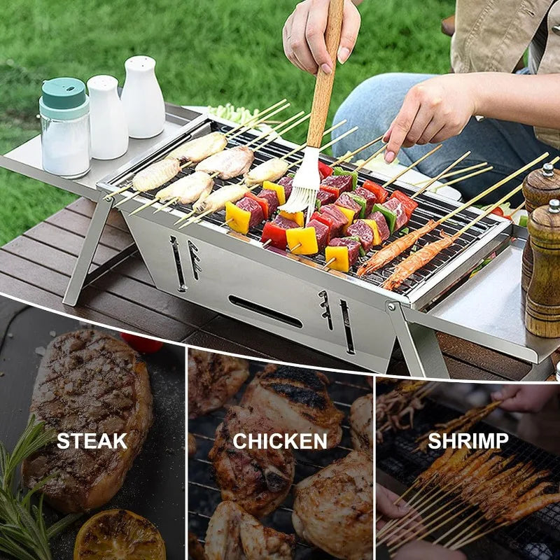Portable Charcoal Grill Folding Barbecue Small BBQ Lightweight