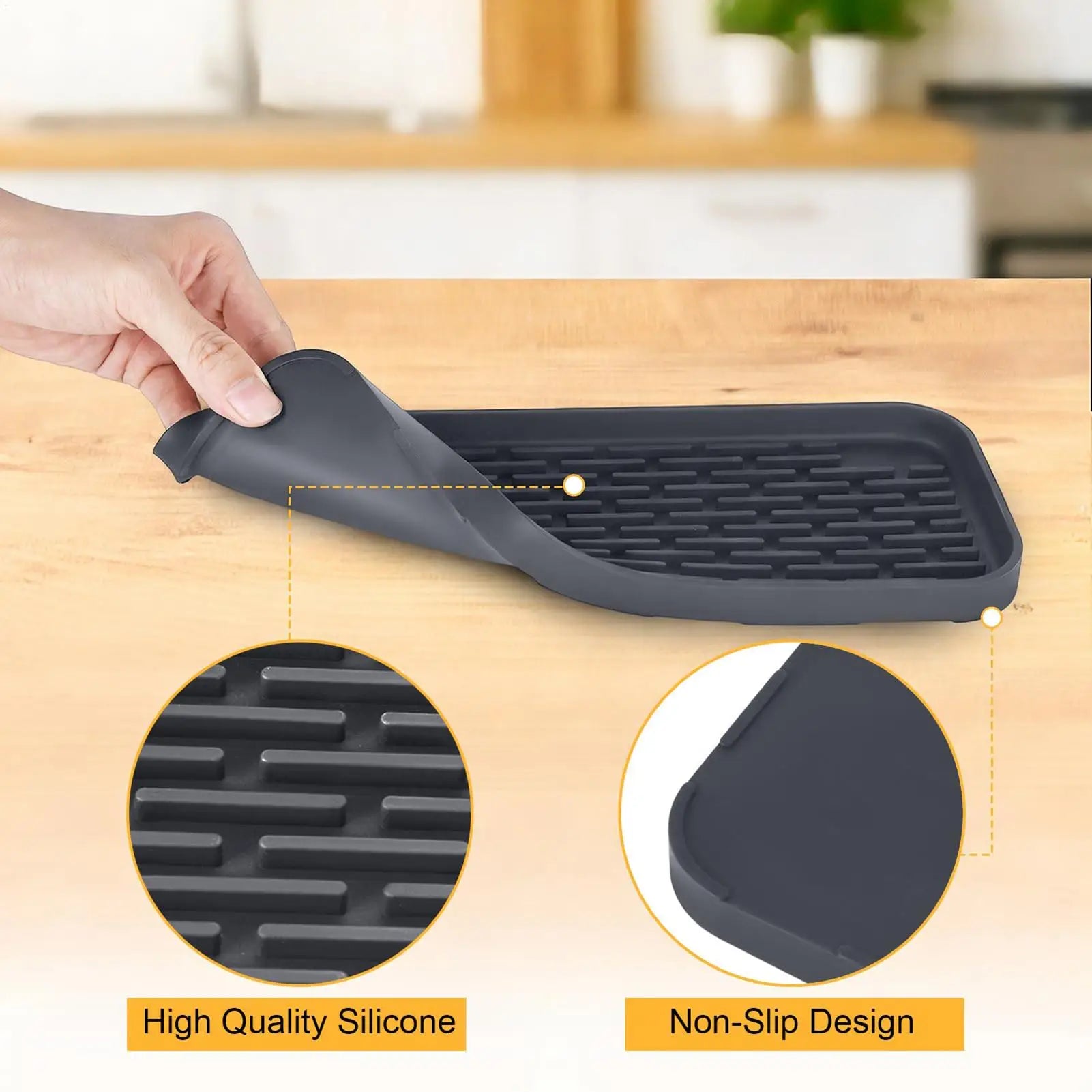 Silicone Drip Tray Mat – Non-Slip Kitchen Sink & Bar Drain Pad Silicone Drain Mat Zpaxo