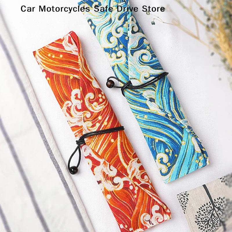 CMPortable Tableware Bag Japanese Printed Reusable Drink Straw
