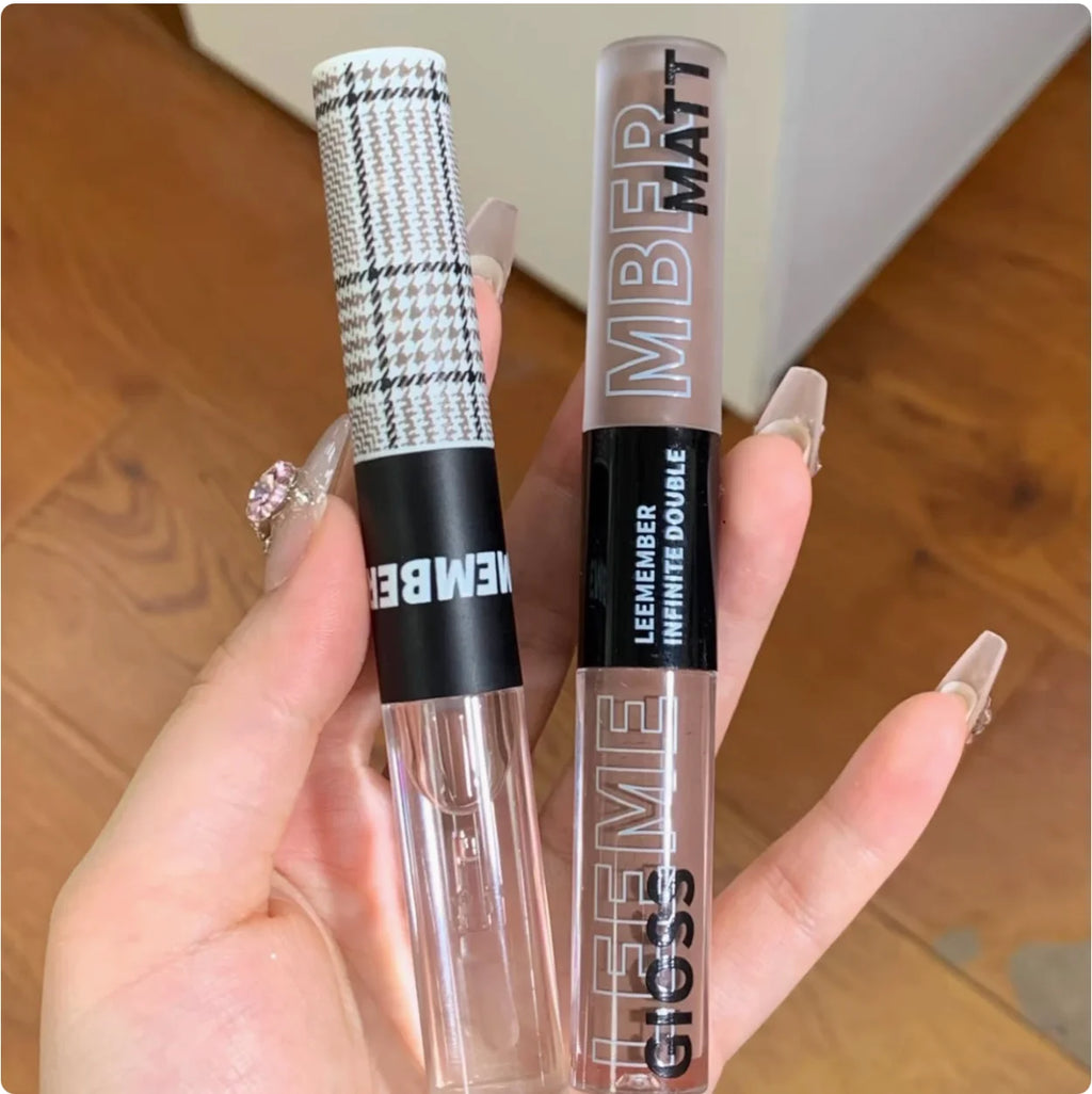 LEEMEMBER Double-end Liquid Lipstick Two Effect Matte Gloss Mirror Zpaxo