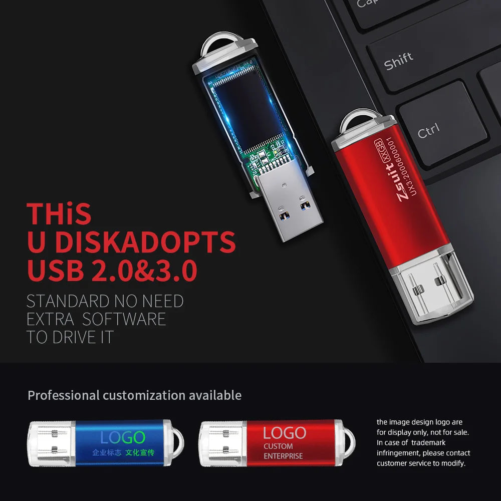 10PCS Custom LOGO USB Drive High Speed Usb Stick 3.0/2.0 Pen Drives 64G 32G Metal Flash Drive USB Memory Disk Cle USB Free Shipp Zpaxo