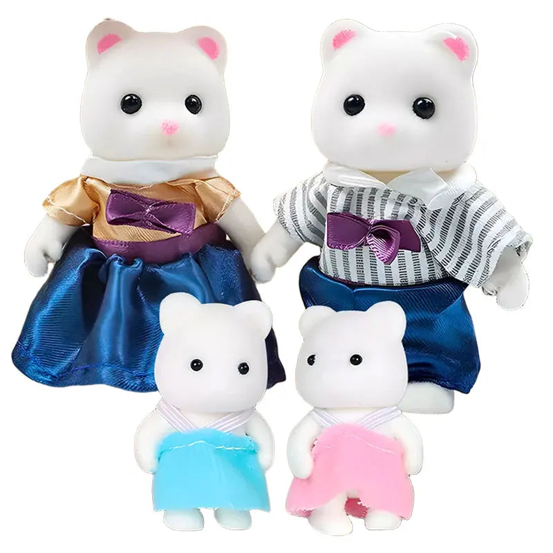 Dollhouse Furniture Bedroom Toy Simulation Forest Rabbit Family Doll Zpaxo White Bear Family