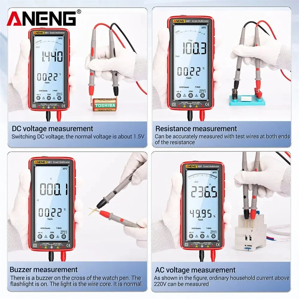 ANENG 681 Non-contact Voltage Tester AC DC Rechargable Digital