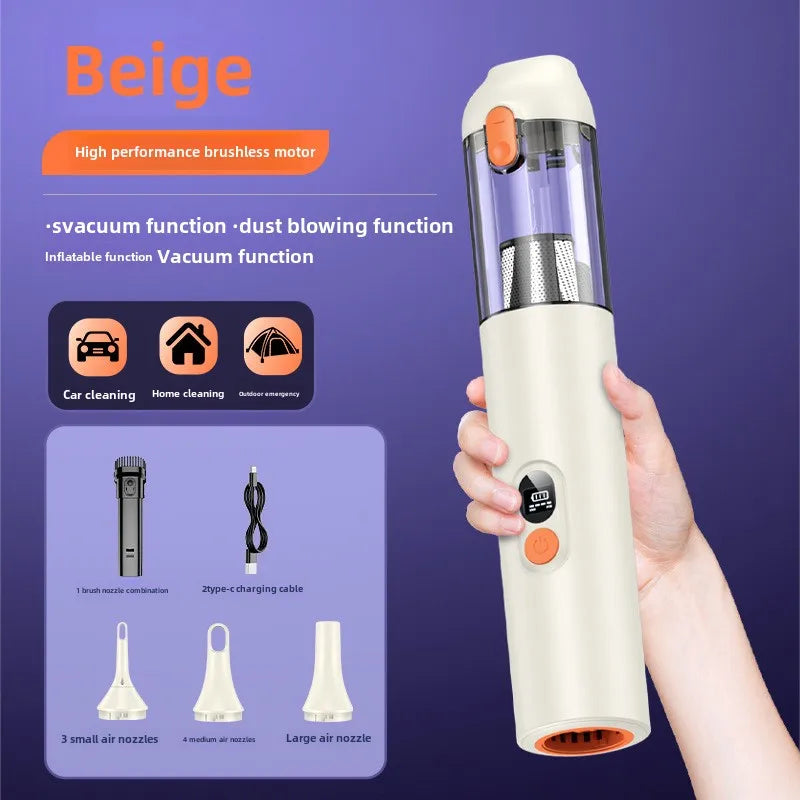 Portable wireless vacuum cleaner blowing and suction integrated 4 in 1 brushless handheld vacuum cleaner for home and car use Zpaxo 101782-beige