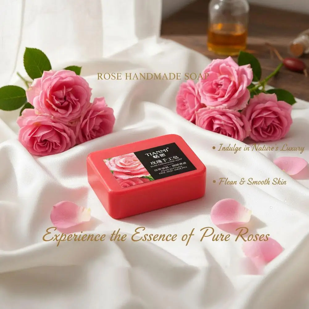 Rose essential oil soap deeply cleanses your face and body, leaving a long-lasting fragrance while moisturizing and hydrating Zpaxo