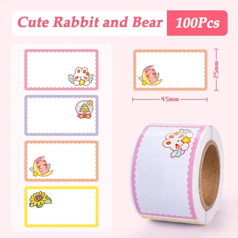 School Office Supplies Cartoon Sticker Waterproof Tear Resistant Name