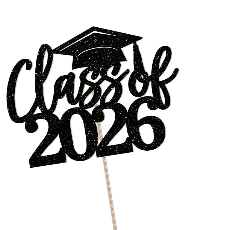 10 Black Gold Class 2026 Cake Topper Congrats Grad School College