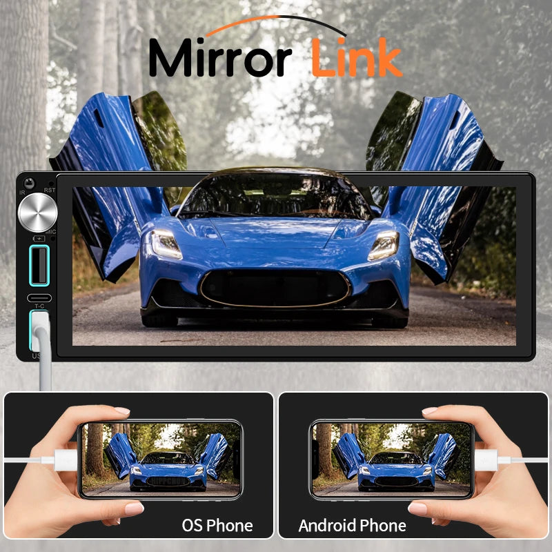 HIPPCRON Car Radio 1 Din Box Wired Carplay Android Auto Display