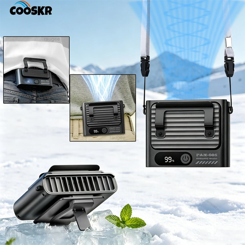 Portable Waist Fan Belt Clip Metal Rechargeable Neck Hanging Outdoor