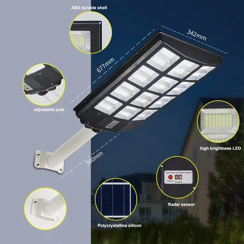 Solar Motion Sensor Street Lights Waterproof 8000LM Outdoor Flood Zpaxo