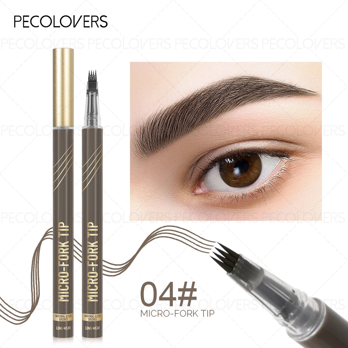 1PC Waterproof Eyebrow Pencil,Four-Tip Forked Design, for All Skin Types, Eyebrow Makeup Zpaxo 04
