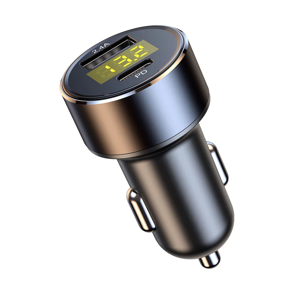 Car Charger 2 4A USB Type-c Port Adapter Cigarette Lighter LED Zpaxo