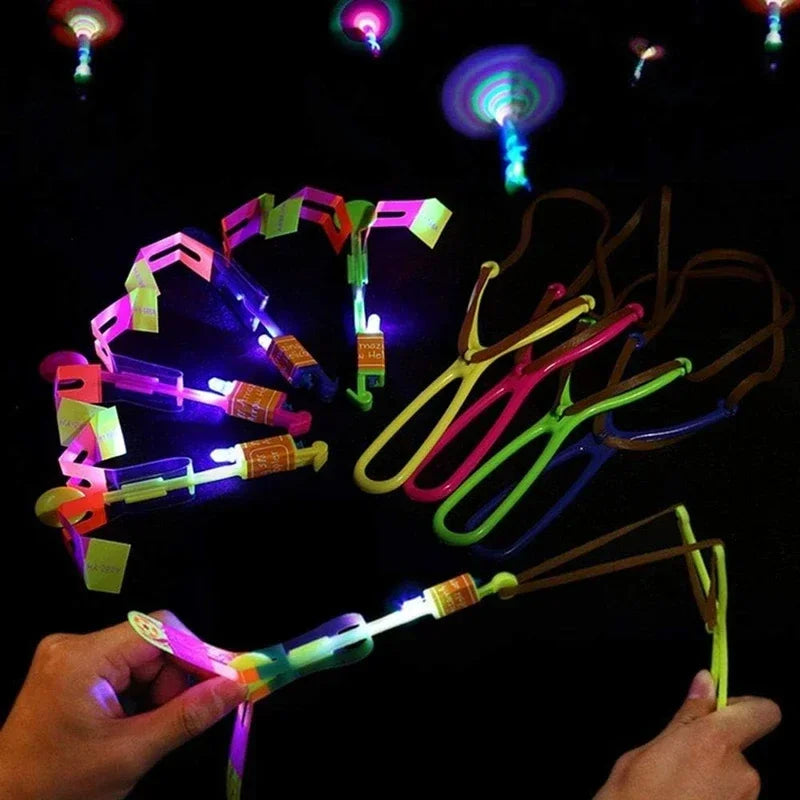 New 50/30/10/5/1Pc Amazing Light Toy Arrow Rocket Helicopter Flying LED Light Toys Party Fun Best Gifts Rubber Band Catapult Zpaxo